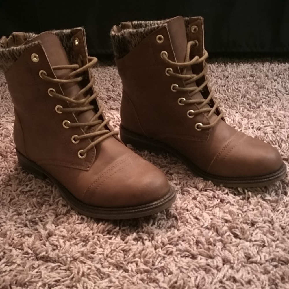 Leather combat boots